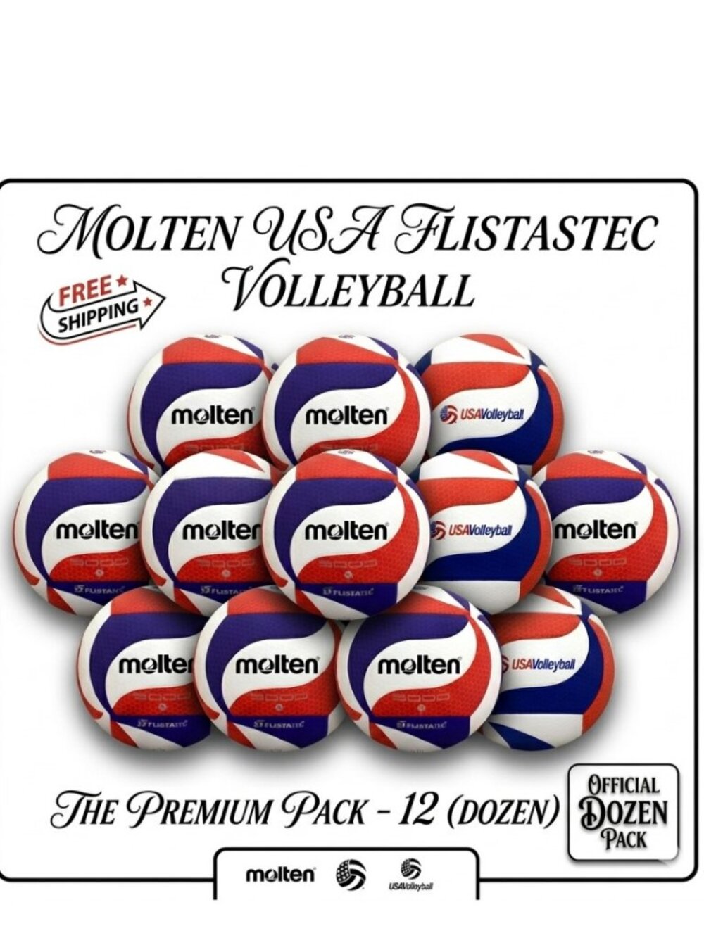 Molten FLISTATEC Volleyball Official USAV NCAA Approved Red White Blue Size 5